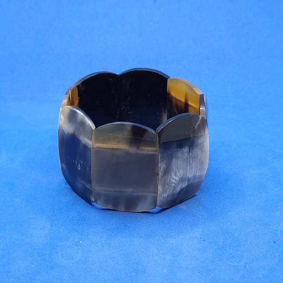 NEW Natural Dark Genuine Buffalo Horn Stretch Bracelet - Picture 2 of 6